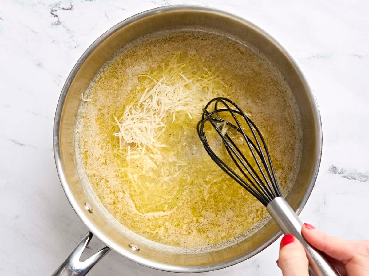 Parmesan cheese added to a traditional alfredo sauce.