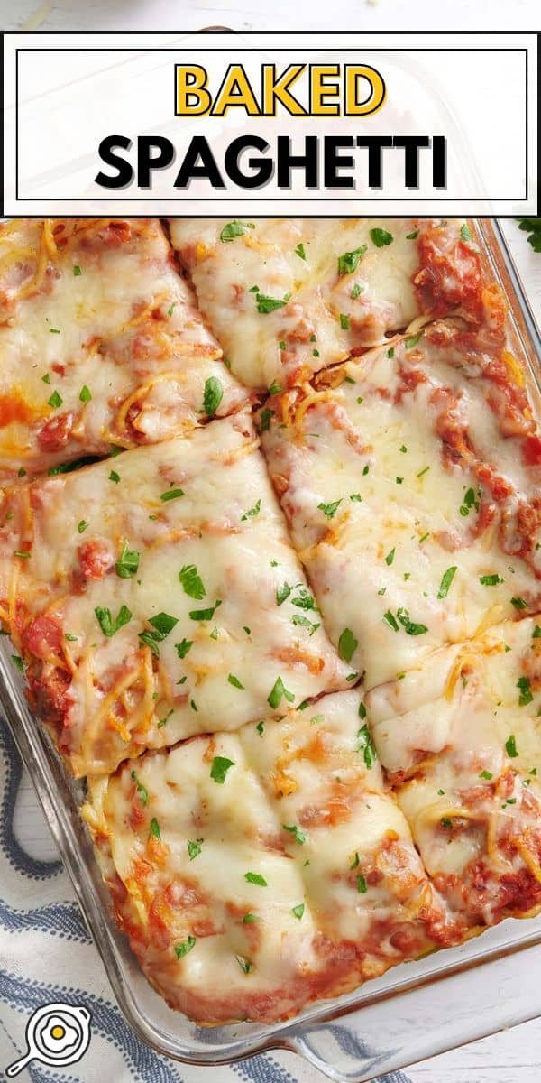 baked spaghetti pin image