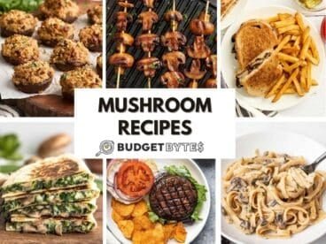 A photo collage of mushroom recipes.