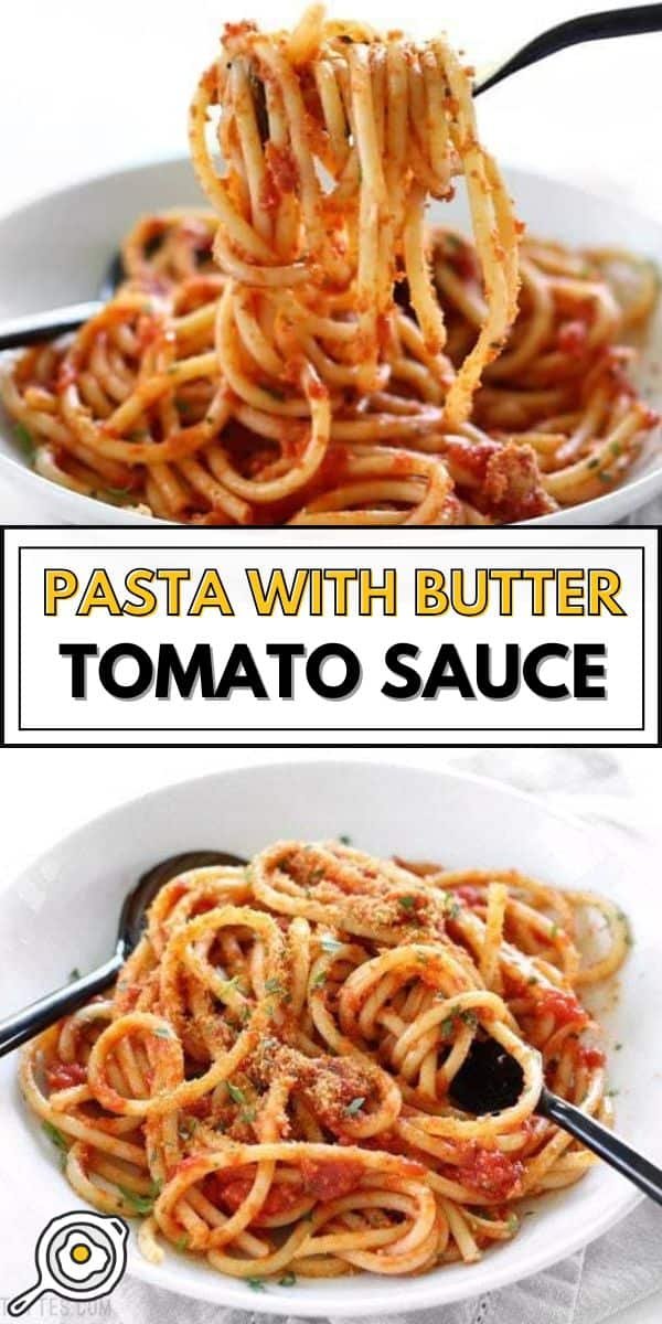pasta with butter tomato sauce pin image