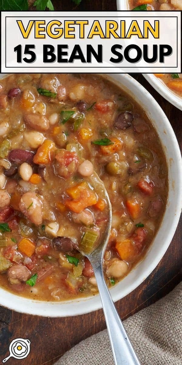 vegetarian bean soup pin image