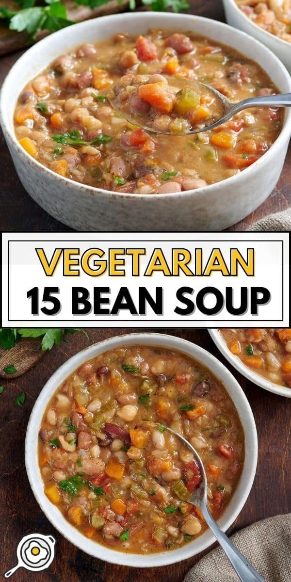 vegetarian bean soup pin image