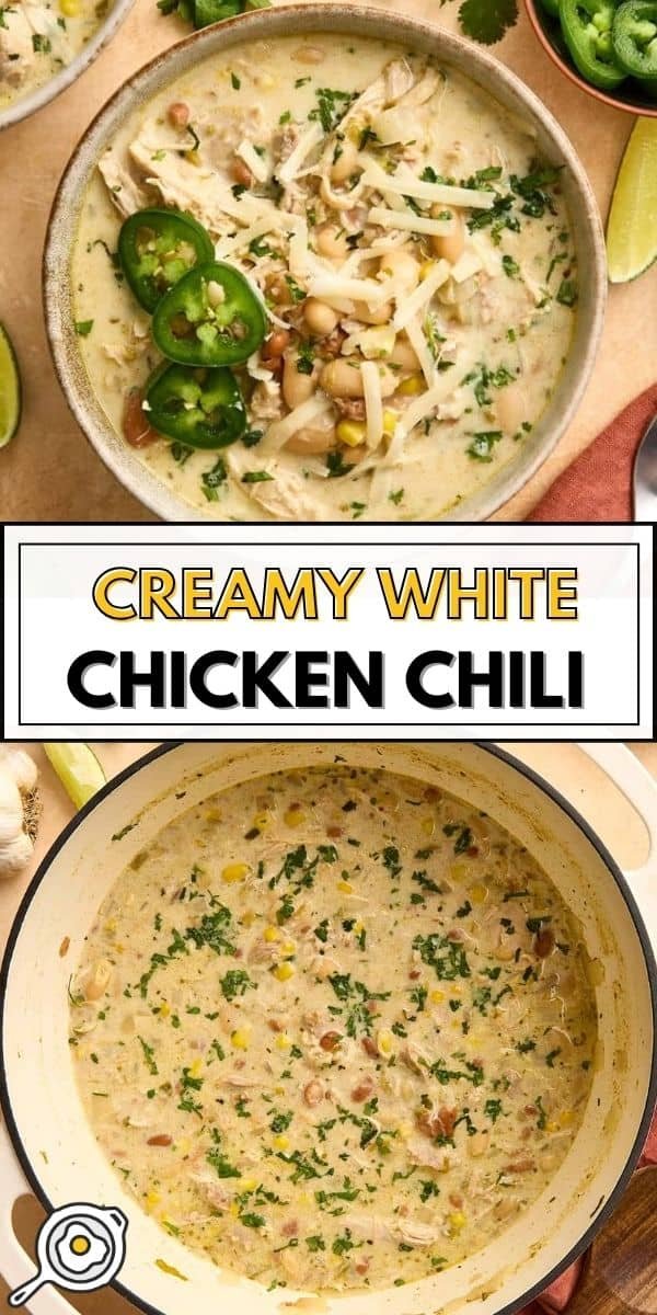 creamy white chicken chili pin image